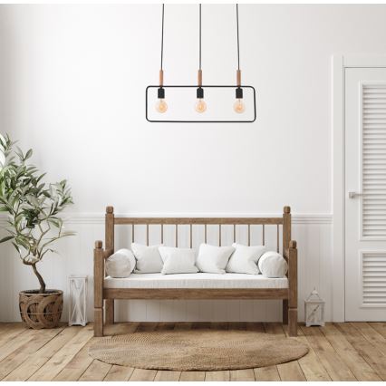 Люстра на мотузці FRAME 3xE27/60W/230V чорна