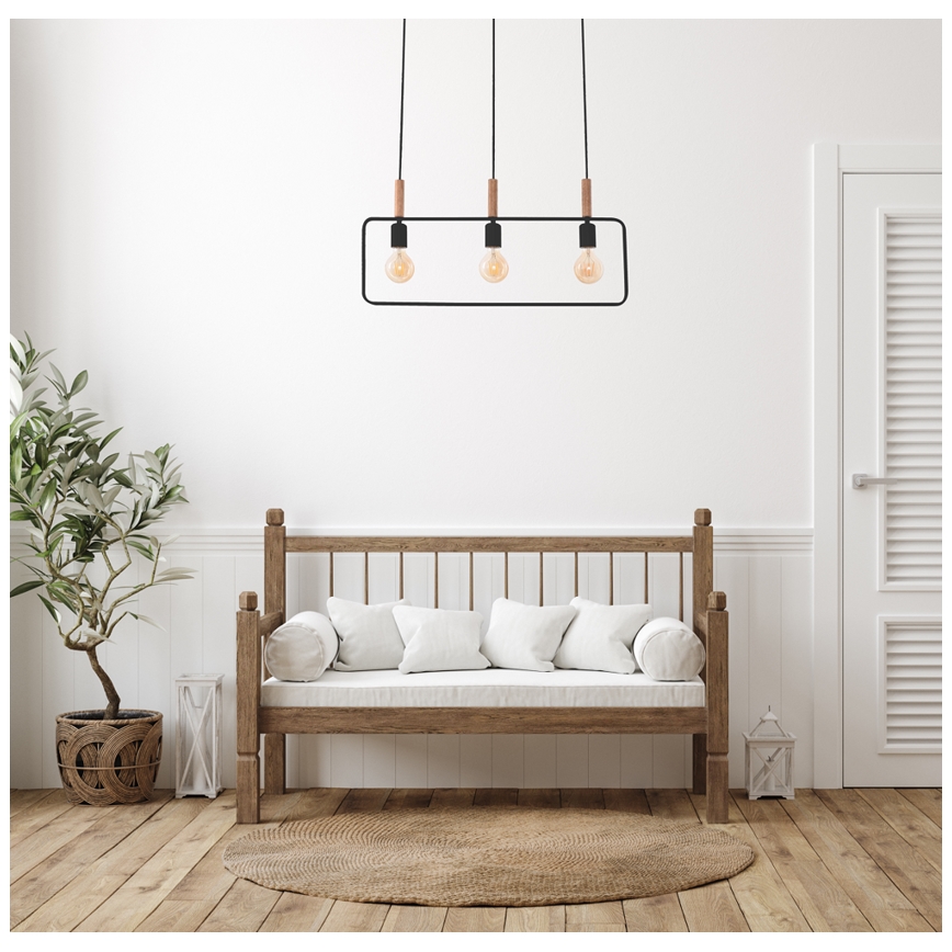 Люстра на мотузці FRAME 3xE27/60W/230V чорна