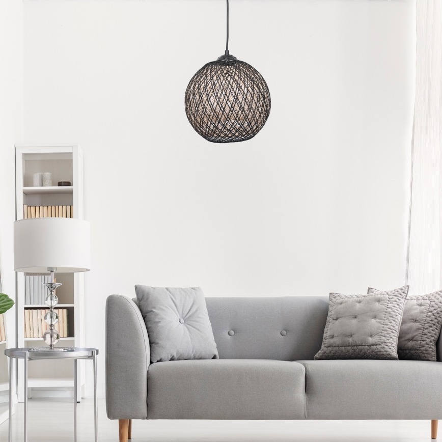Люстра на мотузці JUTE 1xE27/60W/230V чорна