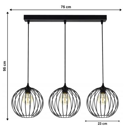 Люстра на мотузці MATT 3xE27/60W/230V