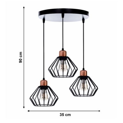 Люстра на мотузці PORTO 3xE27/40W/230V
