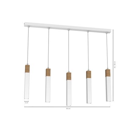 Люстра на мотузці SOLO 5xGU10/MR11/40W/230V біла