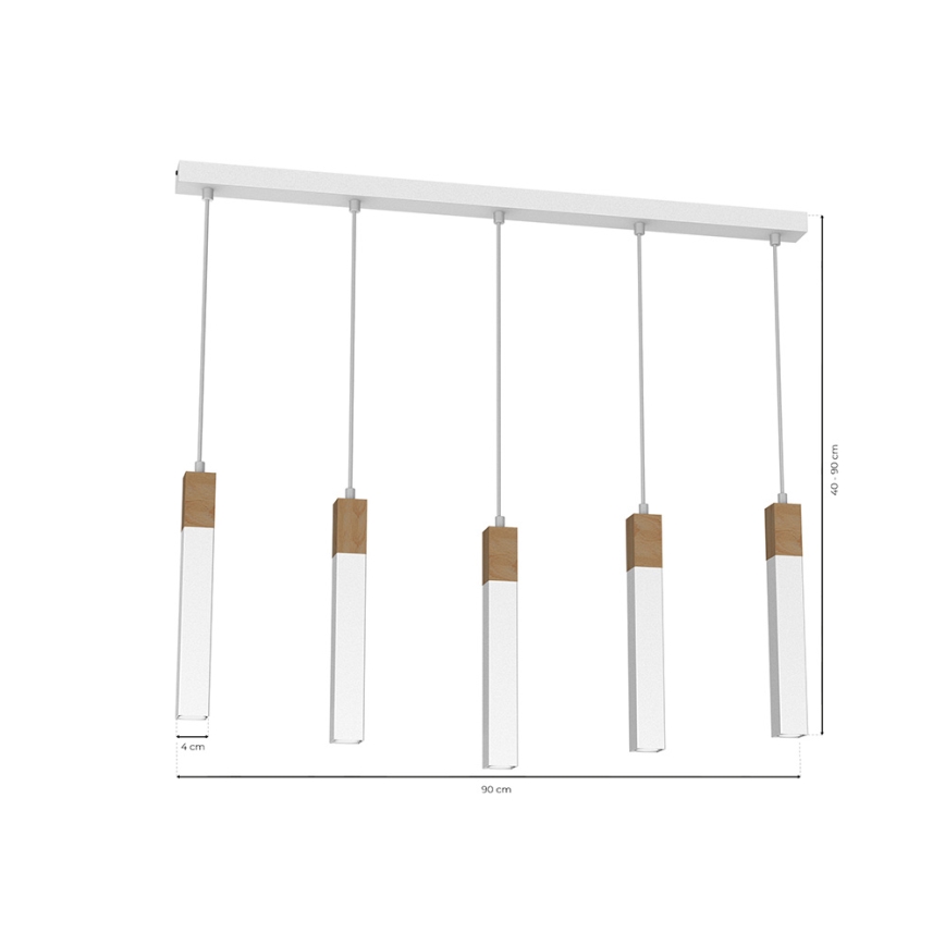 Люстра на мотузці SOLO 5xGU10/MR11/40W/230V біла