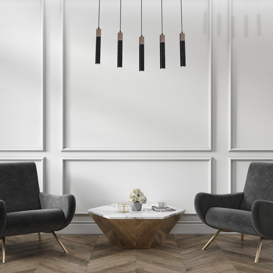 Люстра на мотузці SOLO 5xGU10/MR11/40W/230V чорна