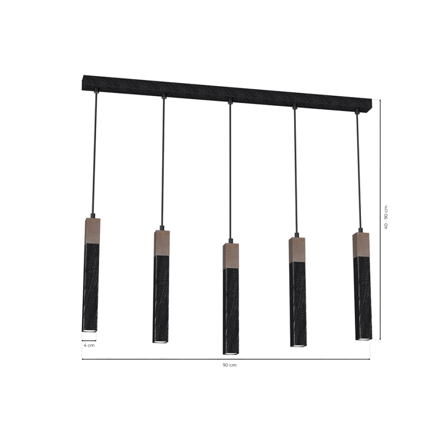 Люстра на мотузці SOLO 5xGU10/MR11/40W/230V чорна