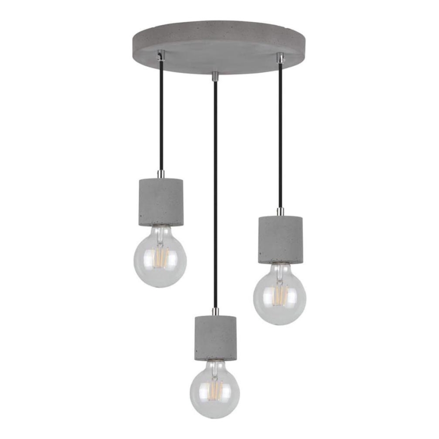 Люстра на мотузці STRONG 3xE27/60W/230V бетон – сертифіковано FSC