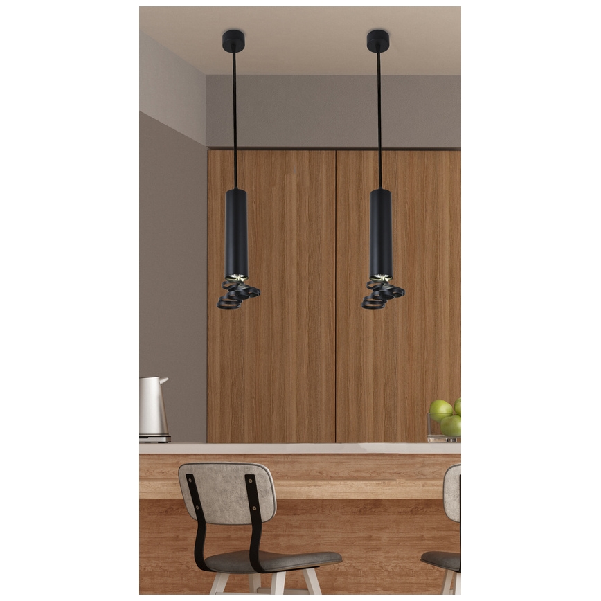 Люстра на мотузці TUBA 1xGU10/50W/230V чорна