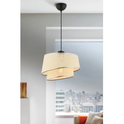 Люстра на окачени BARETTE 1xE27/60W/230V кремава/глянцеви хром