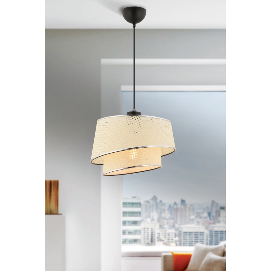 Люстра на окачени BARETTE 1xE27/60W/230V кремава/глянцеви хром