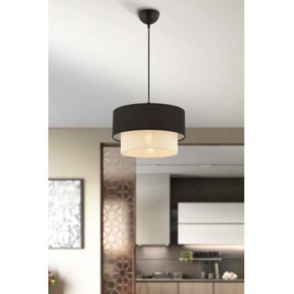 Люстра на проводе ECHO 1xE27/60W/230V черная/кремовая