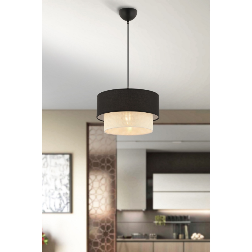 Люстра на проводе ECHO 1xE27/60W/230V черная/кремовая