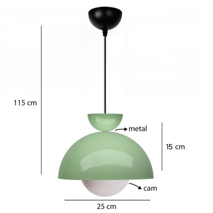 Люстра на проводе SALVA 1xE27/15W/230V зеленая