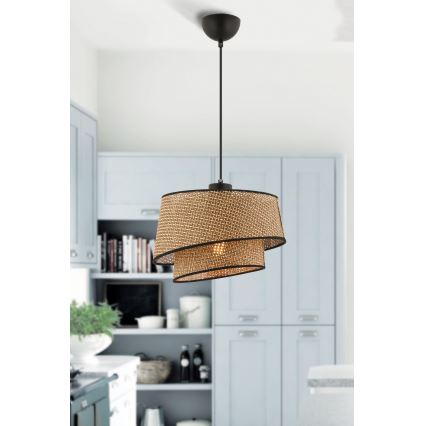 Люстра на проводі BARETTE 1xE27/60W/230V коричнева/чорна