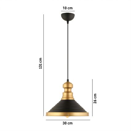 Люстра на шнур MONZA 1xE27/40W/230V, 30 см, чорна/золота