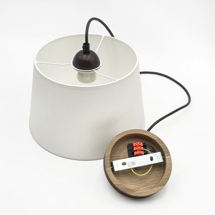 Люстра на шнуре AIDA 1xE27/60W/230V диаметр 25 см дуб/орех/белый