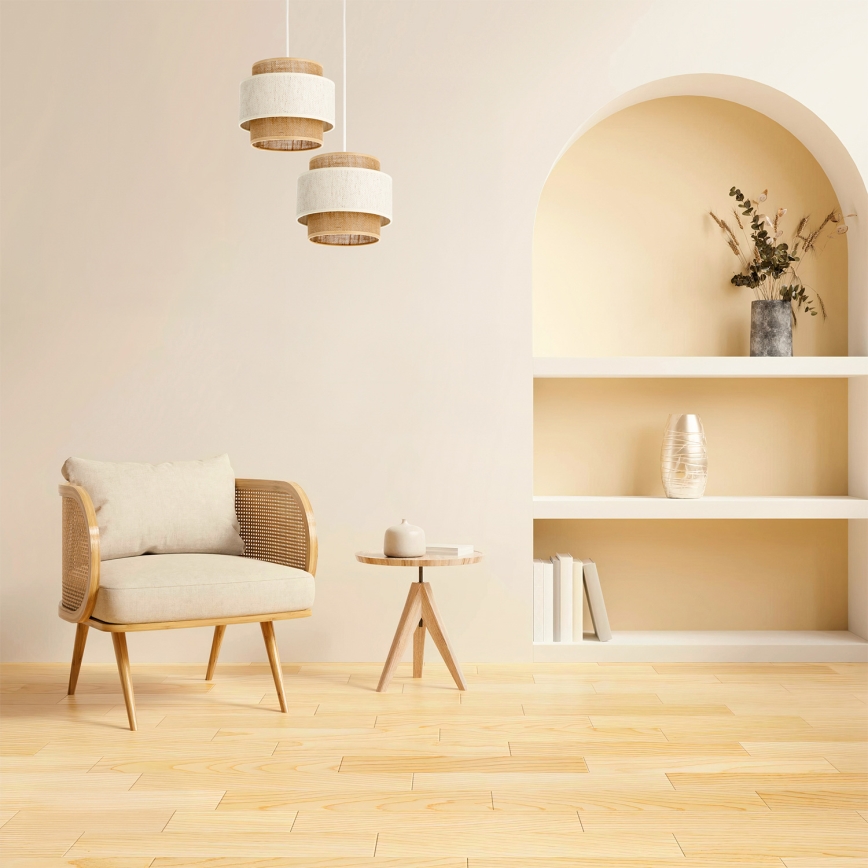 Люстра на шнуре BOHO 2xE27/60W/230V кремовая/джут