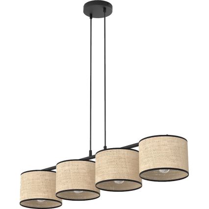 Люстра на шнуре ECO 4xE27/15W/230V бежевый/ротанг