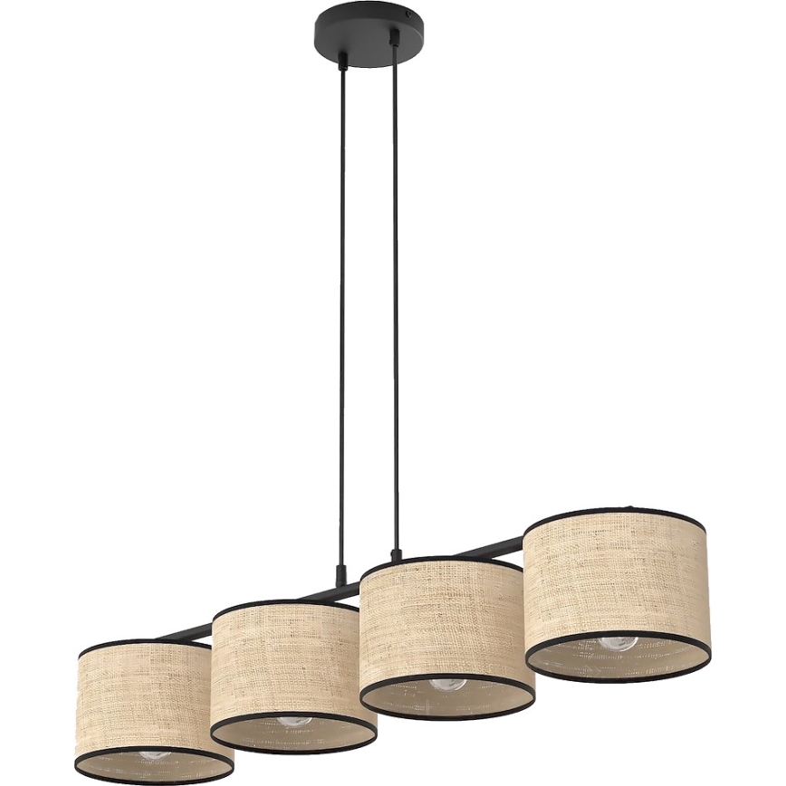 Люстра на шнуре ECO 4xE27/15W/230V бежевый/ротанг
