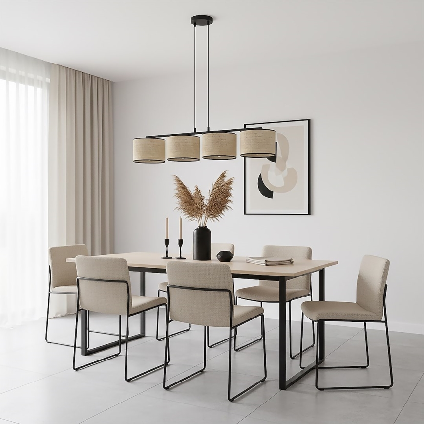 Люстра на шнуре ECO 4xE27/15W/230V бежевый/ротанг
