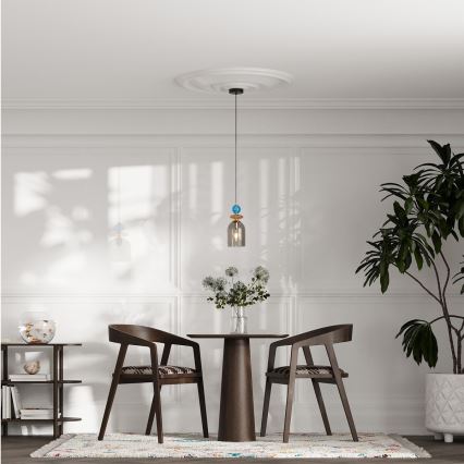 Люстра на шнуре TROPEA 1xE27/15W/230V чёрная/дымчато-синяя/бежевая