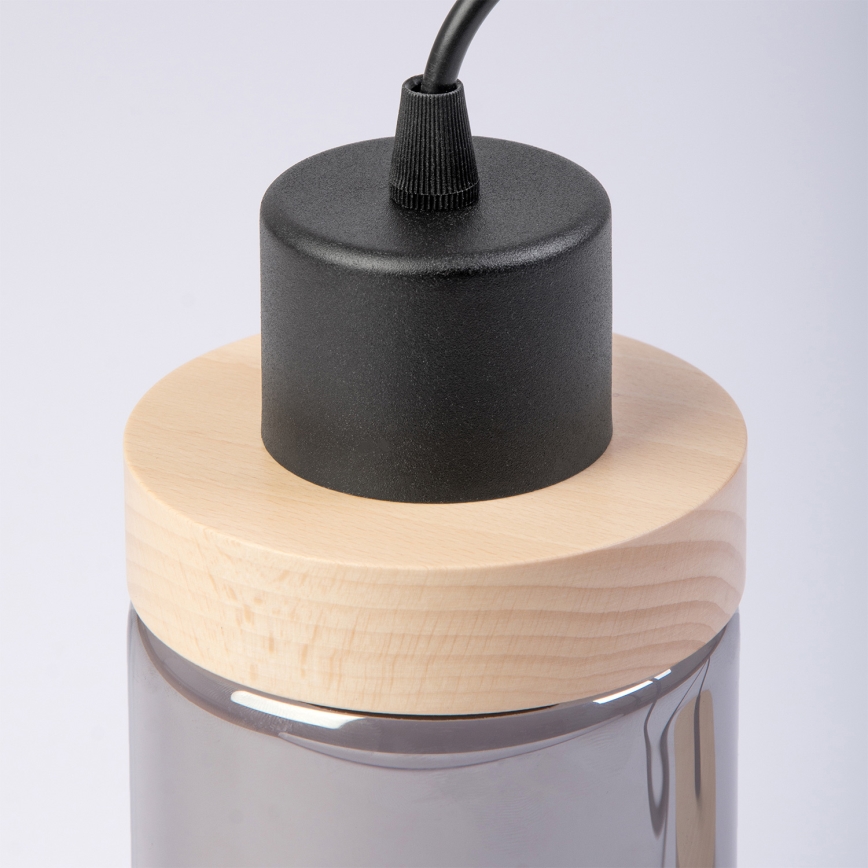 Люстра на шнуре WOODNEST 3xE27/15W/230V сосна/дымчато-чёрный
