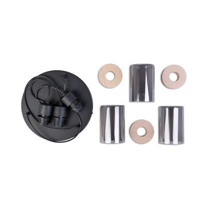 Люстра на шнуре WOODNEST 3xE27/15W/230V сосна/дымчато-чёрный