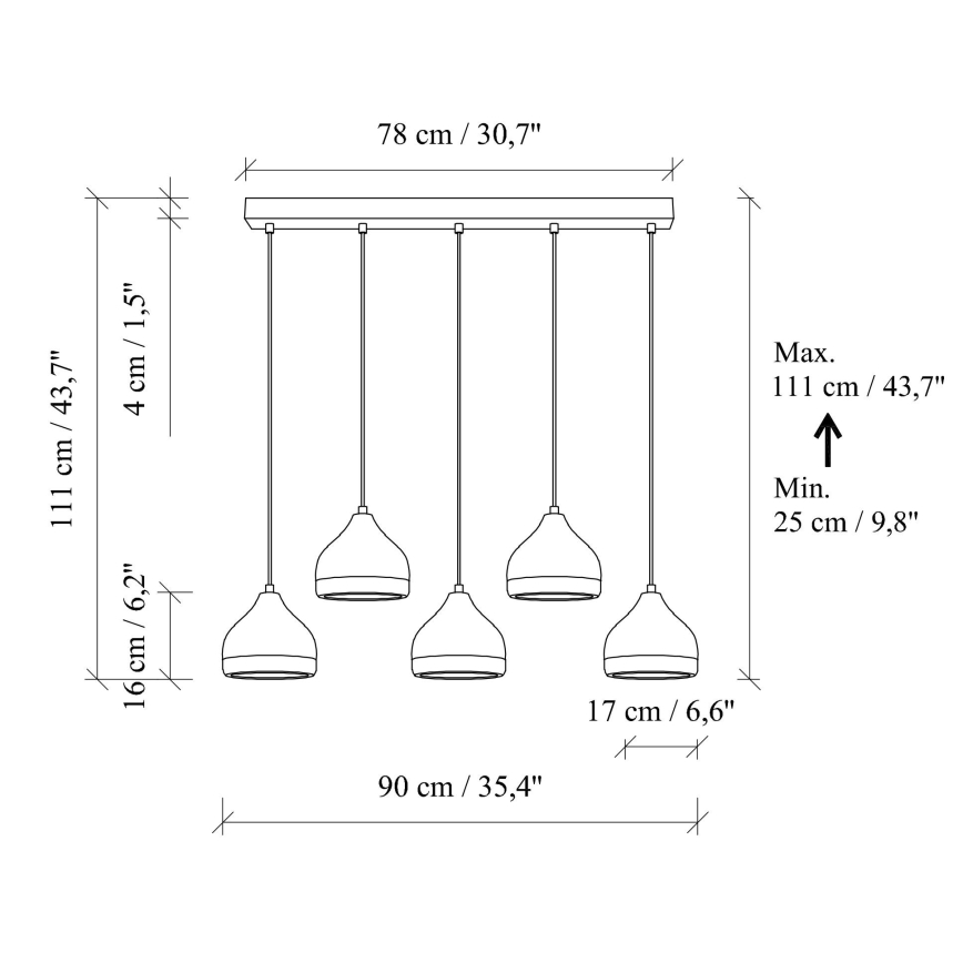 Люстра на шнуре YILDO 5xE27/40W/230V белый/золотой
