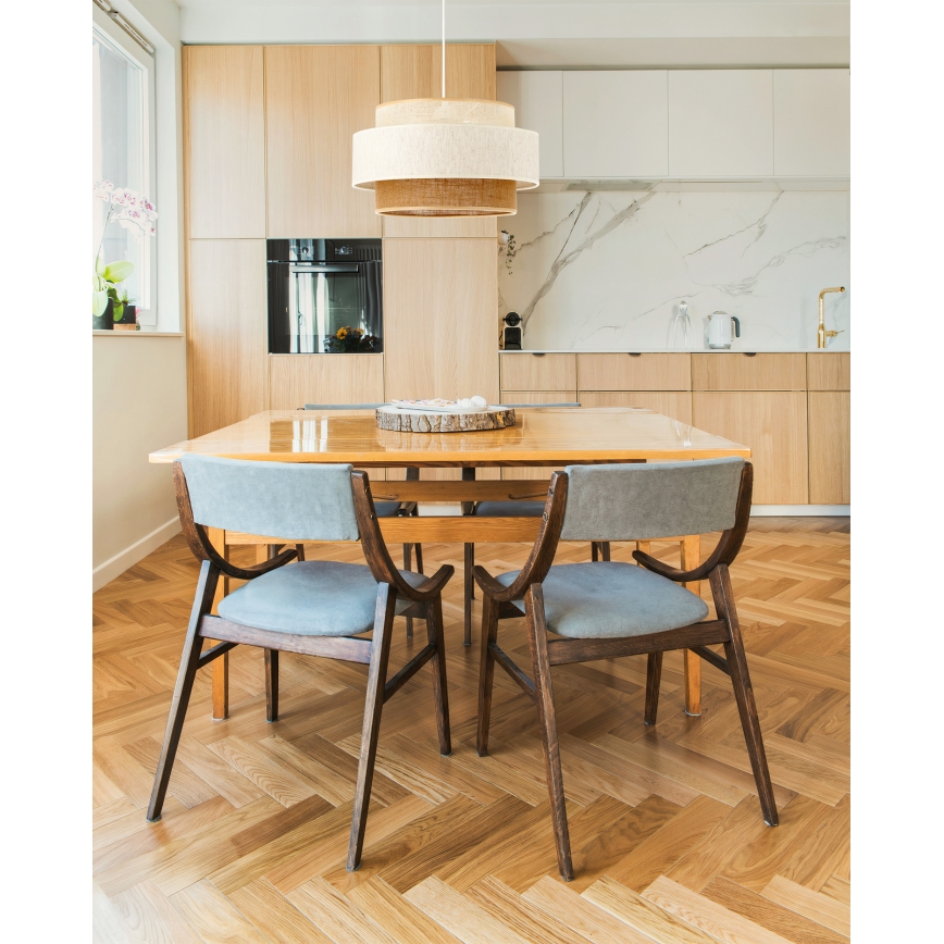 Люстра на шнурі BOHO 1xE27/60W/230V діаметр 40 см біла/джут