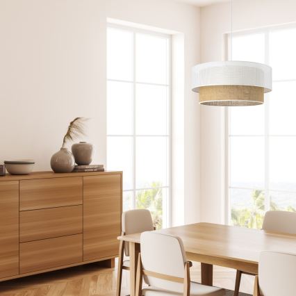 Люстра на шнурі BORHO 1xE27/60W/230V, діаметр 40 см, білий/джут
