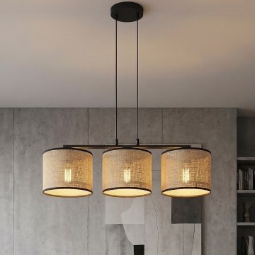 Люстра на шнурі ECO 3xE27/15W/230V бежевий/ротанг