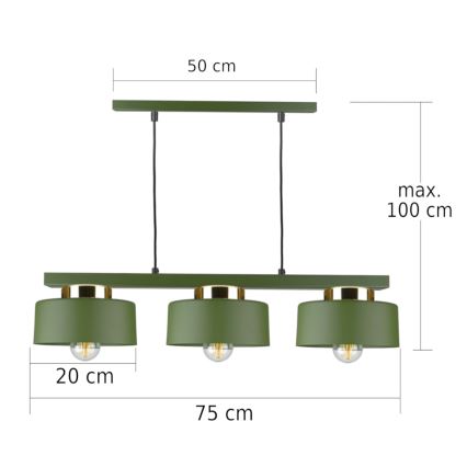 Люстра на шнурі IGNIA 3xE27/60W/230V зелена