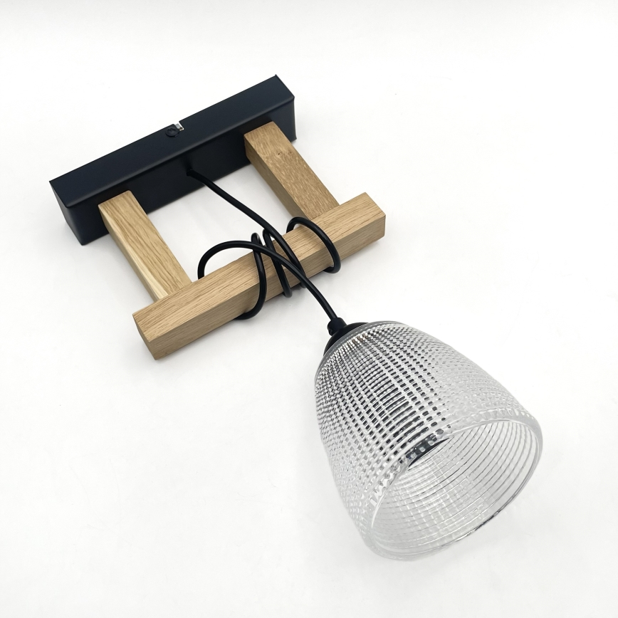 Люстра на шнурі LEANDRA 1xE27/15W/230V дуб/чорний