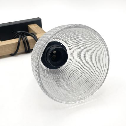 Люстра на шнурі LEANDRA 1xE27/15W/230V дуб/чорний