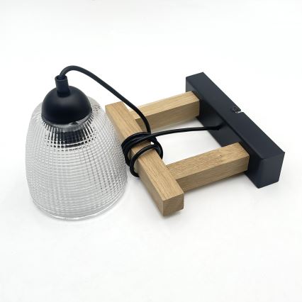 Люстра на шнурі LEANDRA 1xE27/15W/230V дуб/чорний