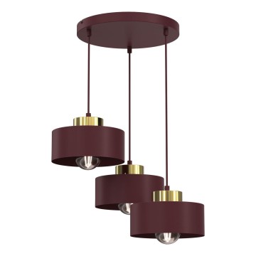 Люстра на шнурі MARTI 3xE27/15W/230V бордова/золота