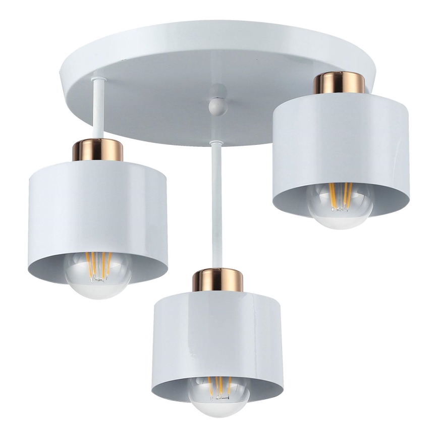 Люстра на штанге 3xE27/35W/230V диаметр 30 см белый/золотистый