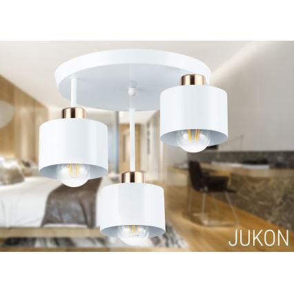 Люстра на штанге 3xE27/35W/230V диаметр 30 см белый/золотистый