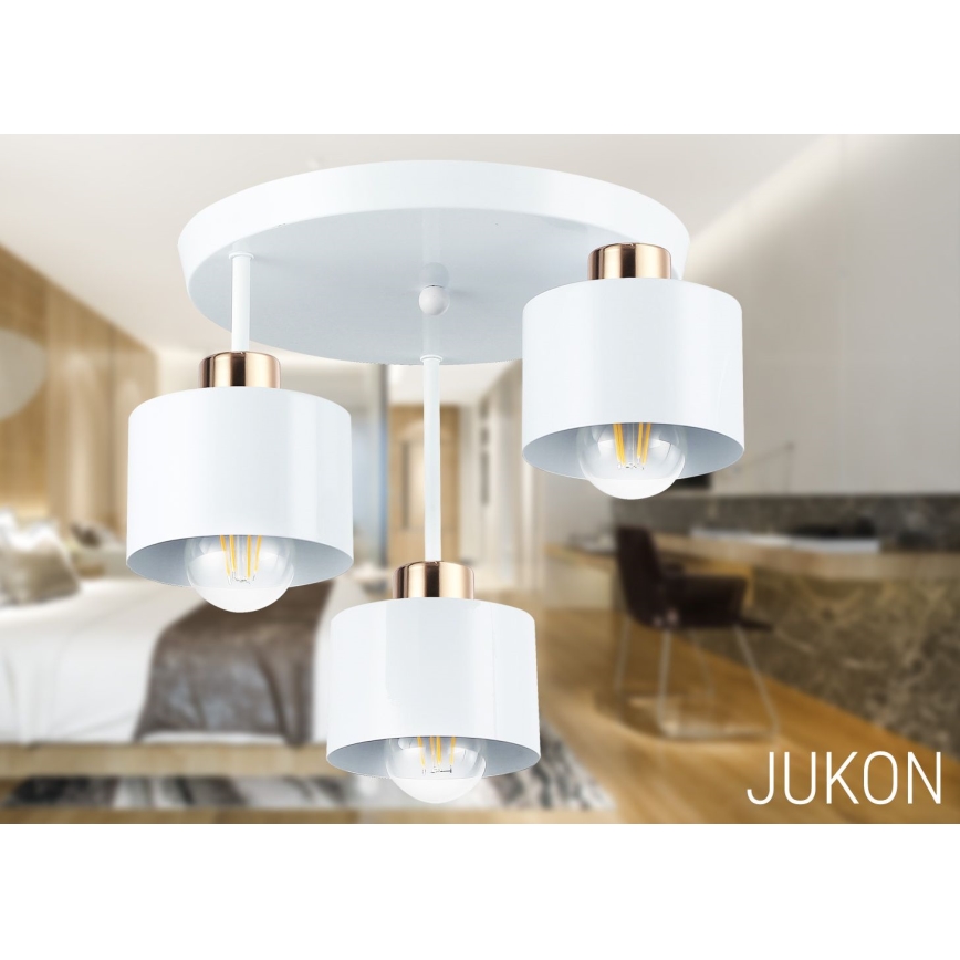 Люстра на штанге 3xE27/35W/230V диаметр 30 см белый/золотистый
