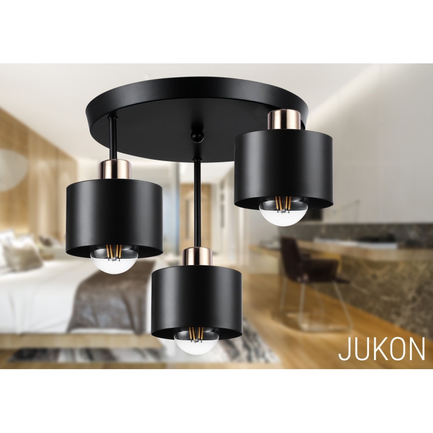 Люстра на штанге 3xE27/35W/230V диаметр 30 см черный/золотистый