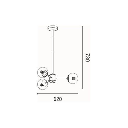 Люстра на штанге 3xE27/40W/230V латунь