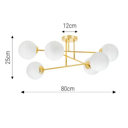 Люстра на штанге 6xE27/35W/230V диаметр 80 см золотистый