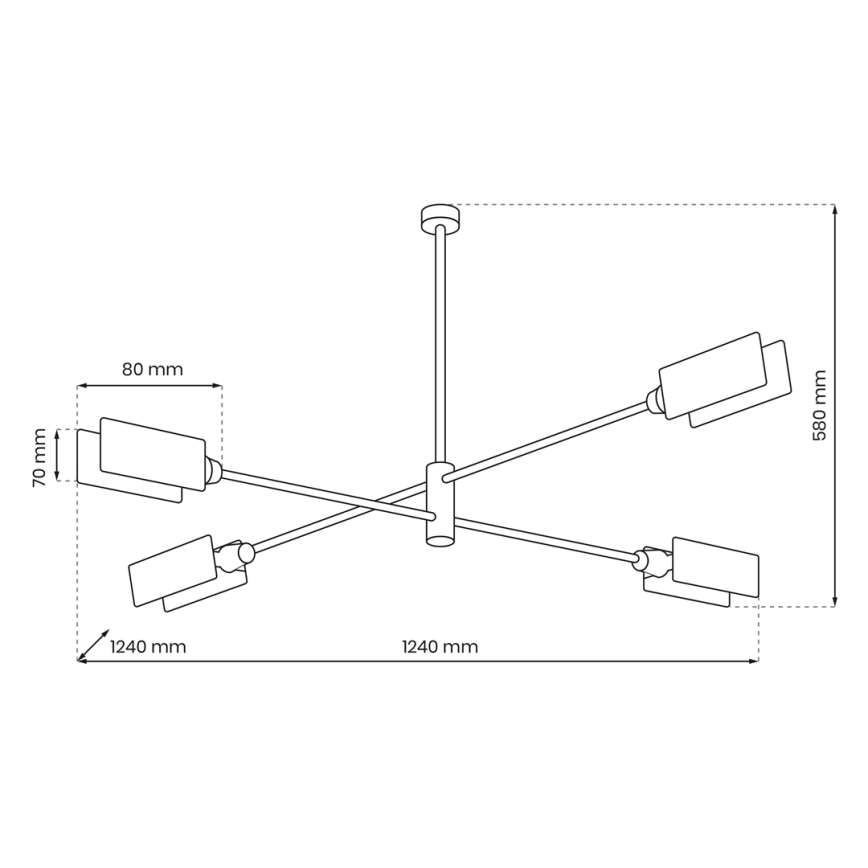 Люстра на штанге ASTRA 4xE27/60W/230V черный