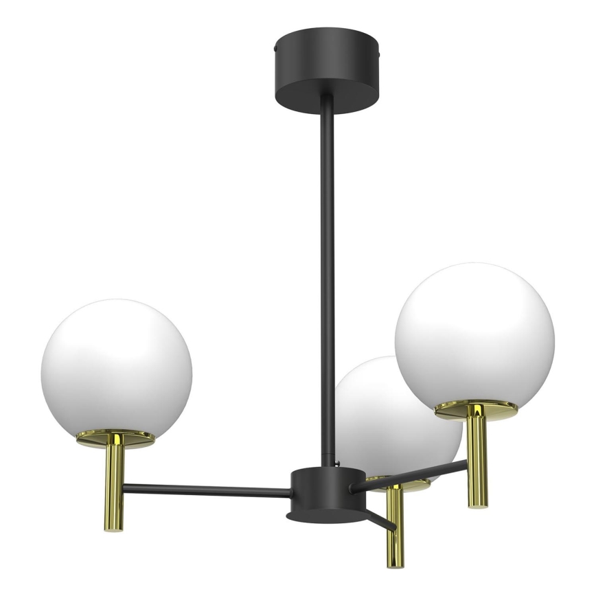 Люстра на штанге AWINION 3xE27/15W/230V белая/золотая/черная