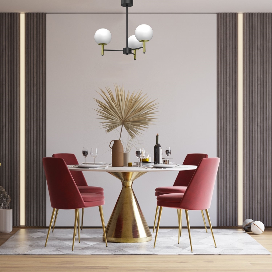 Люстра на штанге AWINION 3xE27/15W/230V белая/золотая/черная