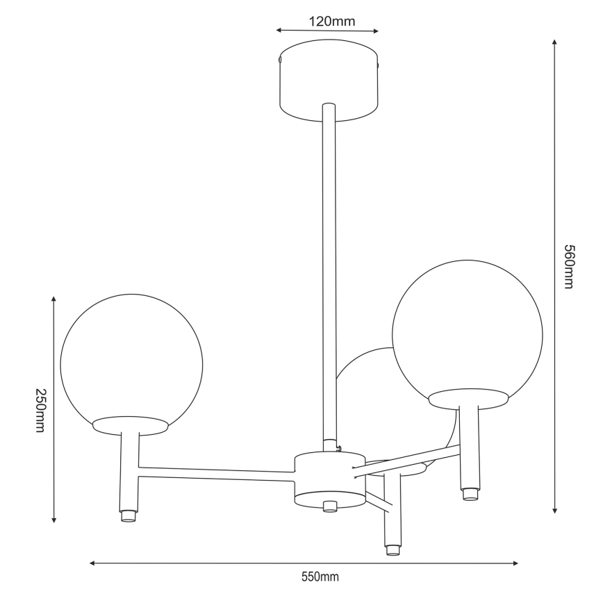 Люстра на штанге AWINION 3xE27/15W/230V белая/золотая/черная