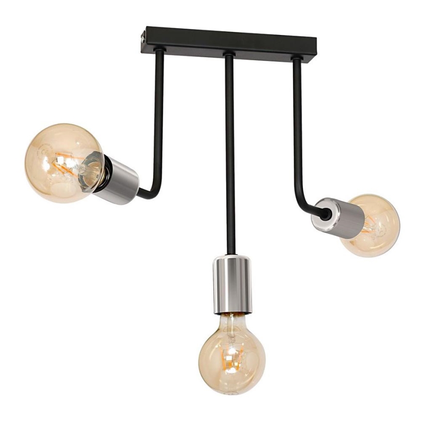 Люстра на штанге CANDELA 3xE27/15W/230V черный/блестящий хром