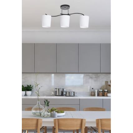 Люстра на штанге ESNYR 3xE27/40W/230V черный/белый