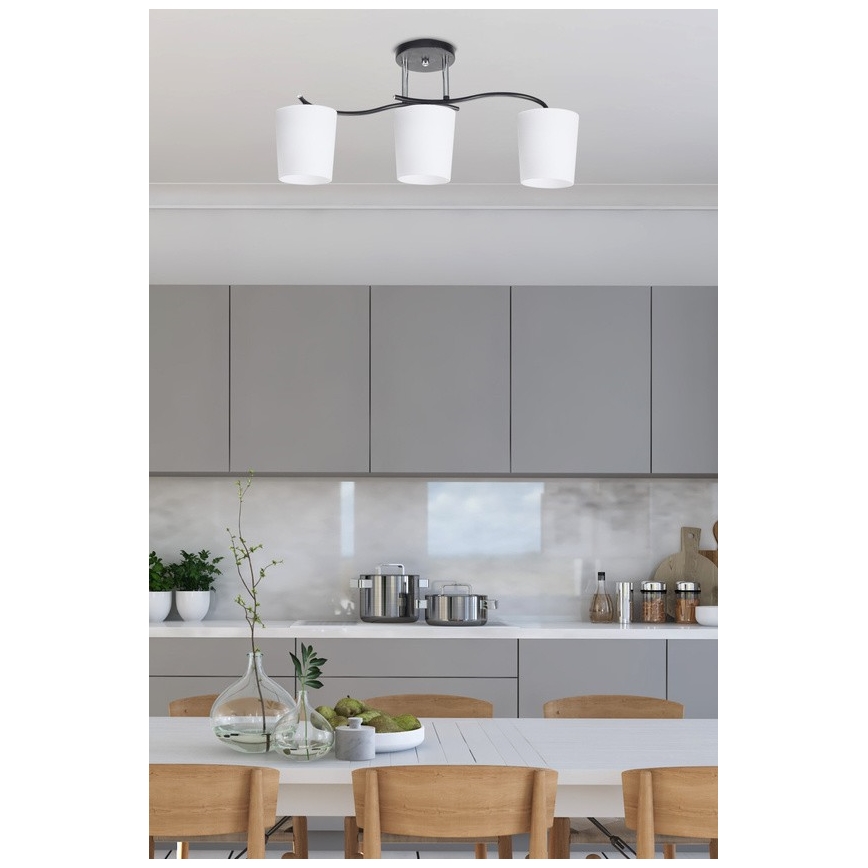 Люстра на штанге ESNYR 3xE27/40W/230V черный/белый