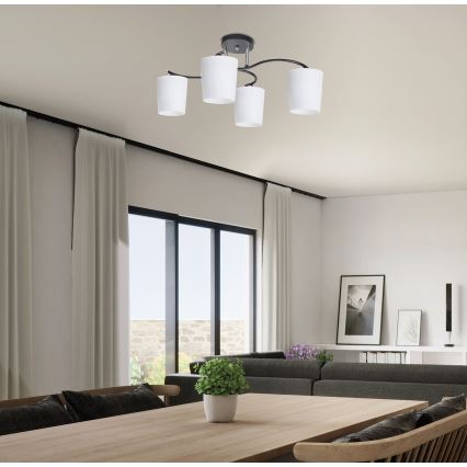 Люстра на штанге ESNYR 4xE27/40W/230V черный/белый