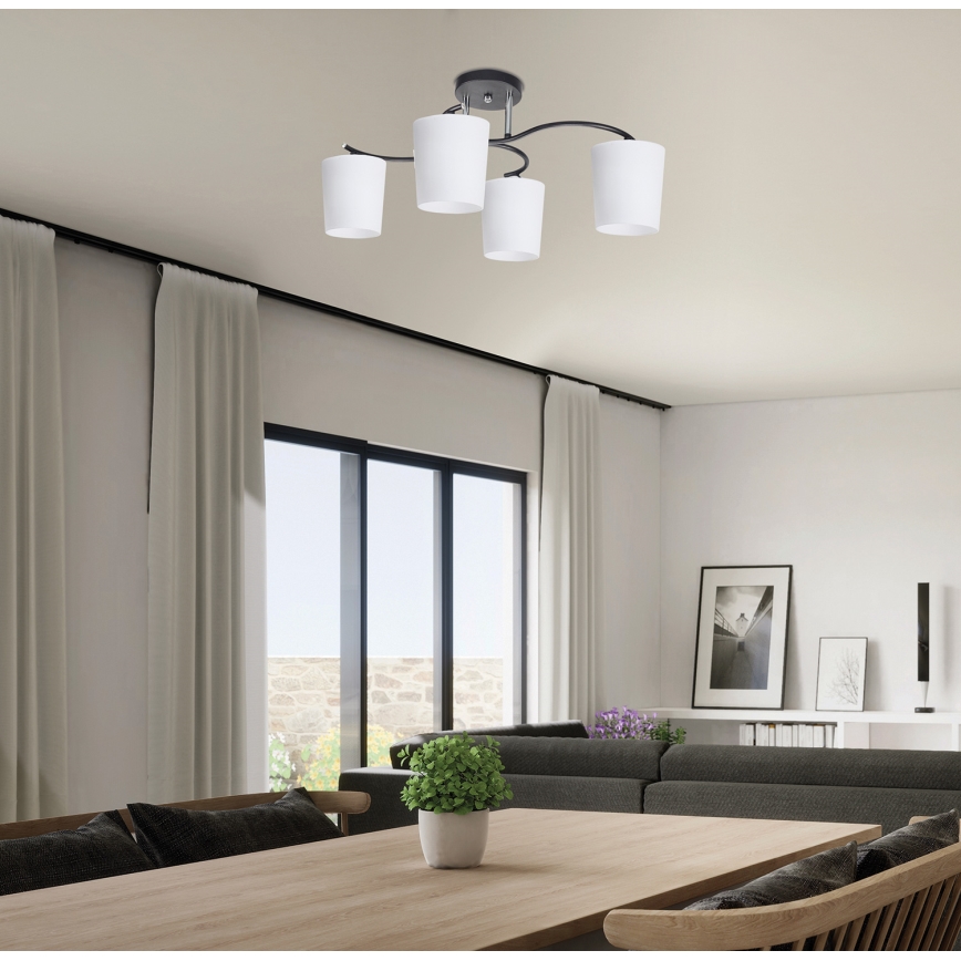 Люстра на штанге ESNYR 4xE27/40W/230V черный/белый